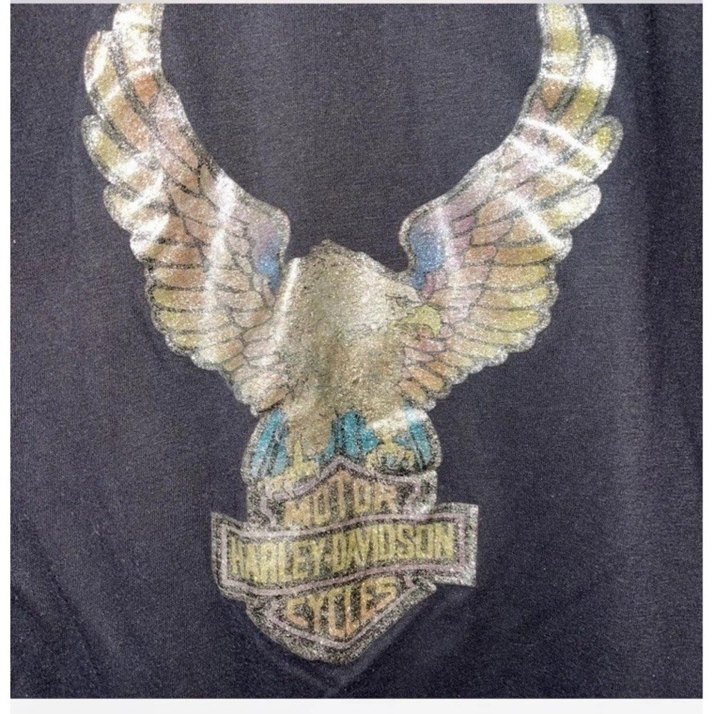 Vintage 1970's RARE Harley Davidson Glitter Iron On Graphic Shirt Size Medium